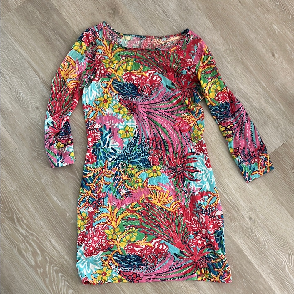 Lilly Pulitzer Pink Yellow Long Sleeve Dress